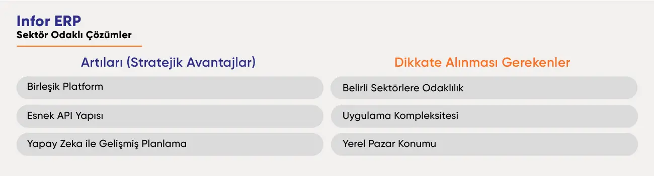 Infor ERP: birleşik platform, esnek API ve yapay zekâ planlama; sektör odağı ve uygulama karmaşıklığı