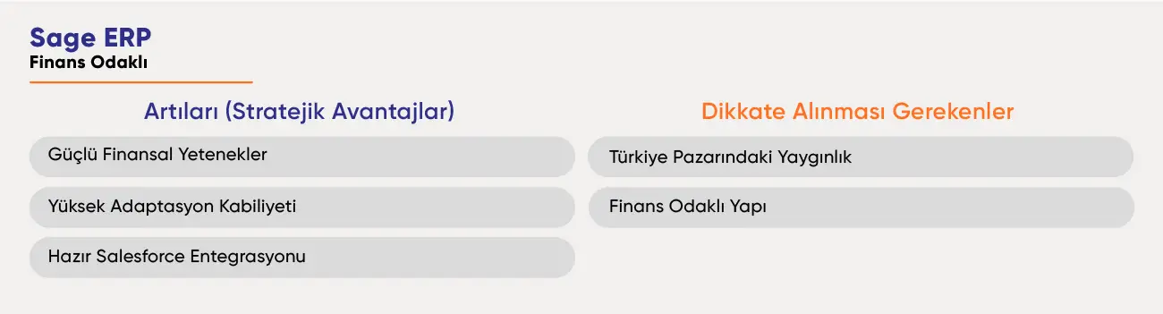 Sage ERP: finans yetenekleri, adaptasyon ve Salesforce entegrasyonu; T&uuml;rkiye yaygınlığı ve finans odağı